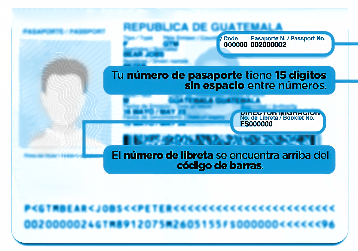 Referencia para identificar número de libreta y pasaporte